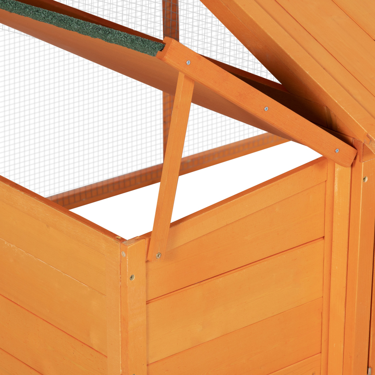 PawHut Wooden Chicken Run with Nesting Box & Openable Roof for 4-8 Chickens or Ducks – Poultry Run, Orange
