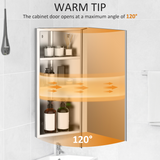 HOMCOM Stainless Steel Floating Corner Cabinet with Mirror & 3 Storage Layers – Wall-Mounted Bathroom Cupboard