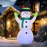Outsunny 10ft Christmas Inflatable Snowman with Black Hat & Green Scarf – Outdoor Garden Decoration, White