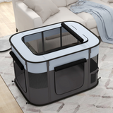 PawHut Portable Foldable Pet Playpen with Mesh Windows & Storage Bag – Dog, Rabbit & Kitten Run, Grey, 94cm
