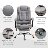 Vinsetto Heated Massage Office Chair with 6 Vibration Points & Footrest – Reclining Home Office Chair, Grey