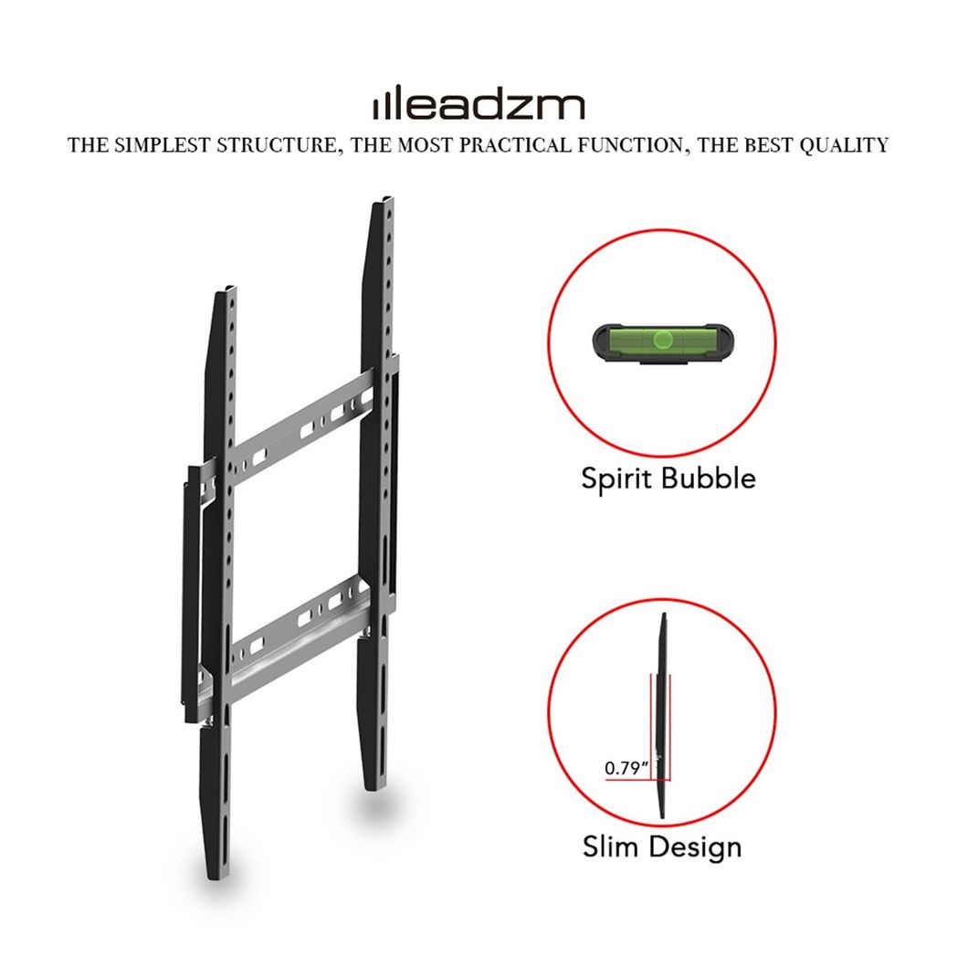 LEADZM TMW4040 TV Wall Mount Bracket for 26-55 Inch TVs with Spirit Level – 50kg Capacity, Black