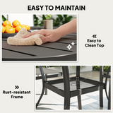 Outsunny 5-Piece Garden Dining Set with Round Table & 4 Stackable Chairs – Patio Furniture, Dark Grey