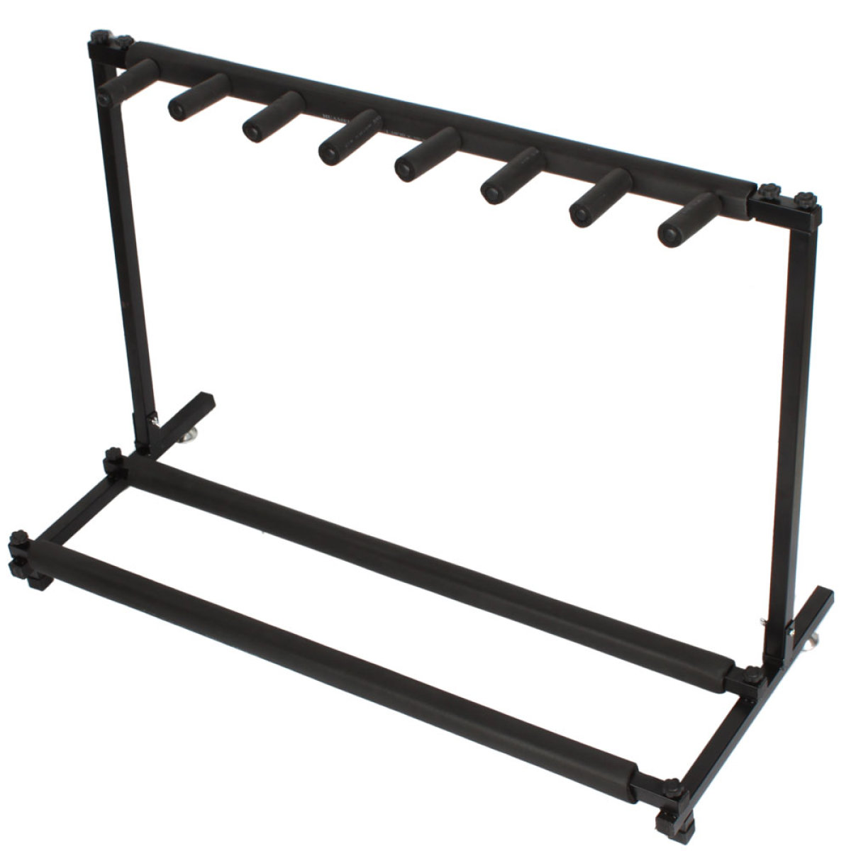 Rack Style Folding Guitar Stand for 7 Guitars and Basses – Tubular Display Holder, Black