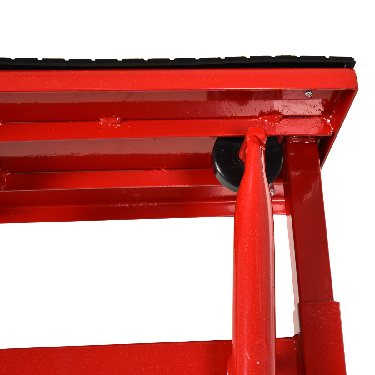 DURHAND Steel Motorbike Jack Lift with Crank Handle & Rubber Platform – 150kg Repair Stand for Garage Use