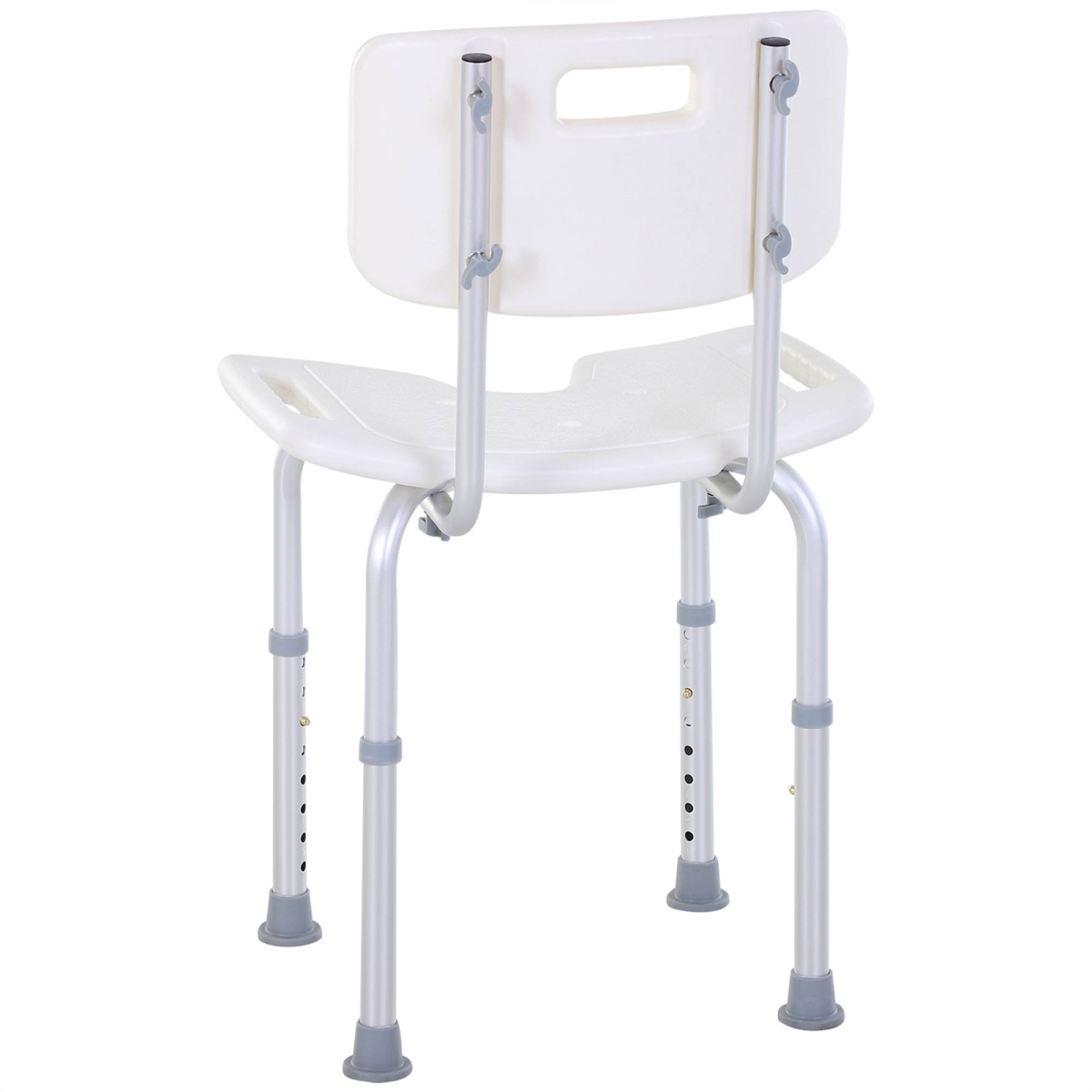 HOMCOM Adjustable Aluminium Shower Stool with U-Shaped Seat, Handle and Non-Slip Feet – Bath Chair, 136kg