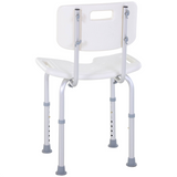 HOMCOM Adjustable Aluminium Shower Stool with U-Shaped Seat, Handle and Non-Slip Feet – Bath Chair, 136kg