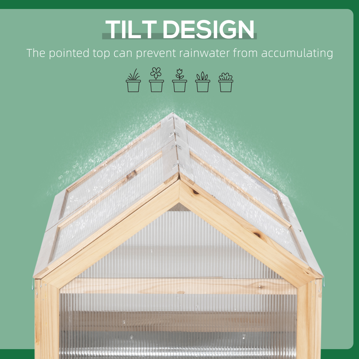 Outsunny Raised Garden Bed with Greenhouse Top, Polycarbonate Panels & Openable Roof – 122 x 61 x 81.7cm