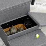 PawHut 3-Step Pet Stairs with Storage Boxes – Dog & Cat Steps for Bed and Sofa, Light Grey