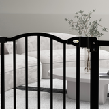 PawHut Adjustable Metal Pet Gate 74-80cm with Auto-Close Door and Double Lock – Safety Barrier, Black