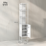 White Bathroom Storage Cabinet with Open & Closed Compartments – Freestanding Organiser