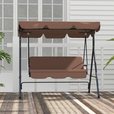 Outsunny 3-Person Outdoor Porch Swing Chair with Cushioned Seat and Adjustable Canopy – Garden Swing, Brown