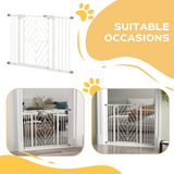 PawHut Pressure Fit Pet Safety Gate with Auto-Close Door & Double Lock, 74–100cm – Steel Dog Stair Gate, White