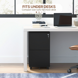 Vinsetto 2 Drawer Lockable Steel File Cabinet with Hanging Bar – Secure Home Office Storage