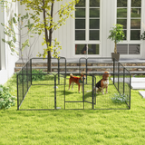 PawHut Heavy Duty Puppy Play Pen with 12 Panels and 2 Lockable Doors – Indoor Outdoor Pet Exercise Pen, Grey