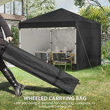 Outsunny 3x3m Pop-Up Gazebo Party Tent with 3 Sidewalls & Weight Bags, Steel Frame – Outdoor Shelter, Black