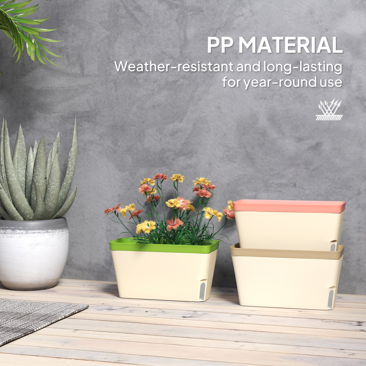Outsunny 3 Pcs Self Watering Plant Pots with Visual Water Level Window