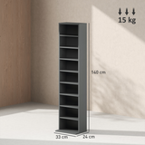 Tall Narrow Bookcase Storage Cabinet for 260 CDs / 120 DVDs – Slim Bookshelf with Anti-Tipping Straps, Grey