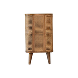 Artisan Furniture Solid Wood Larissa Open Double Cabinet with Rattan Design – 4 Shelves, Beige