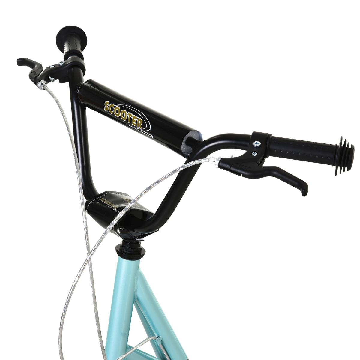HOMCOM Kids Kick Scooter with Inflatable Wheels & Rear Brake – Adjustable 90–96cm Handlebar, Blue