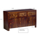 Toko Dark Mango Wood Large Sideboard with Cupboard & Drawer Storage – Contemporary Dining Room Furniture