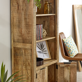 Surrey Solid Mango Wood Bookcase with 2 Doors & 3 Shelves – Living Room & Study Storage
