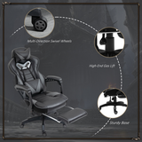 Vinsetto Reclining Racing Gaming Chair with Footrest & 170° Recline – Ergonomic Office Chair, Grey
