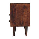 Artisan Furniture Mini Classic Walnut Bedside Table – Solid Mango Wood, 2 Drawers & Open Slot, Dark Brown