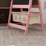 AIYAPLAY Kids Easel with Paper Roll, Blackboard, Whiteboard and Storage Baskets – 3-in-1 Art Easel, Pink