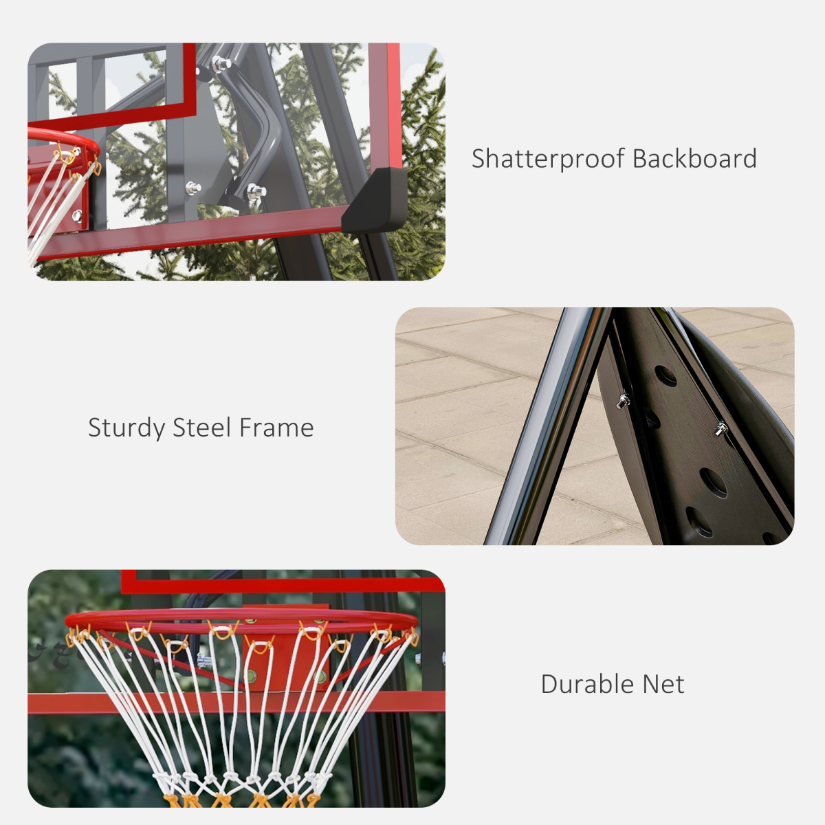 SPORTNOW Adjustable Basketball Hoop and Stand with Weighted Base & Wheels, 2.4-2.9m – Portable Outdoor Hoop, Red
