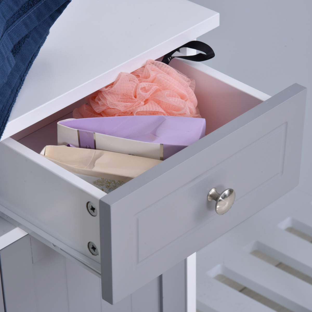 kleankin 2-Drawer Freestanding Bathroom Cabinet with Cupboard and Adjustable Shelf – Moisture Resistant MDF, Grey