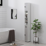 kleankin Slim Bathroom Cabinet with Drawer and Adjustable Shelves – Toilet Roll Storage Unit, Light Grey
