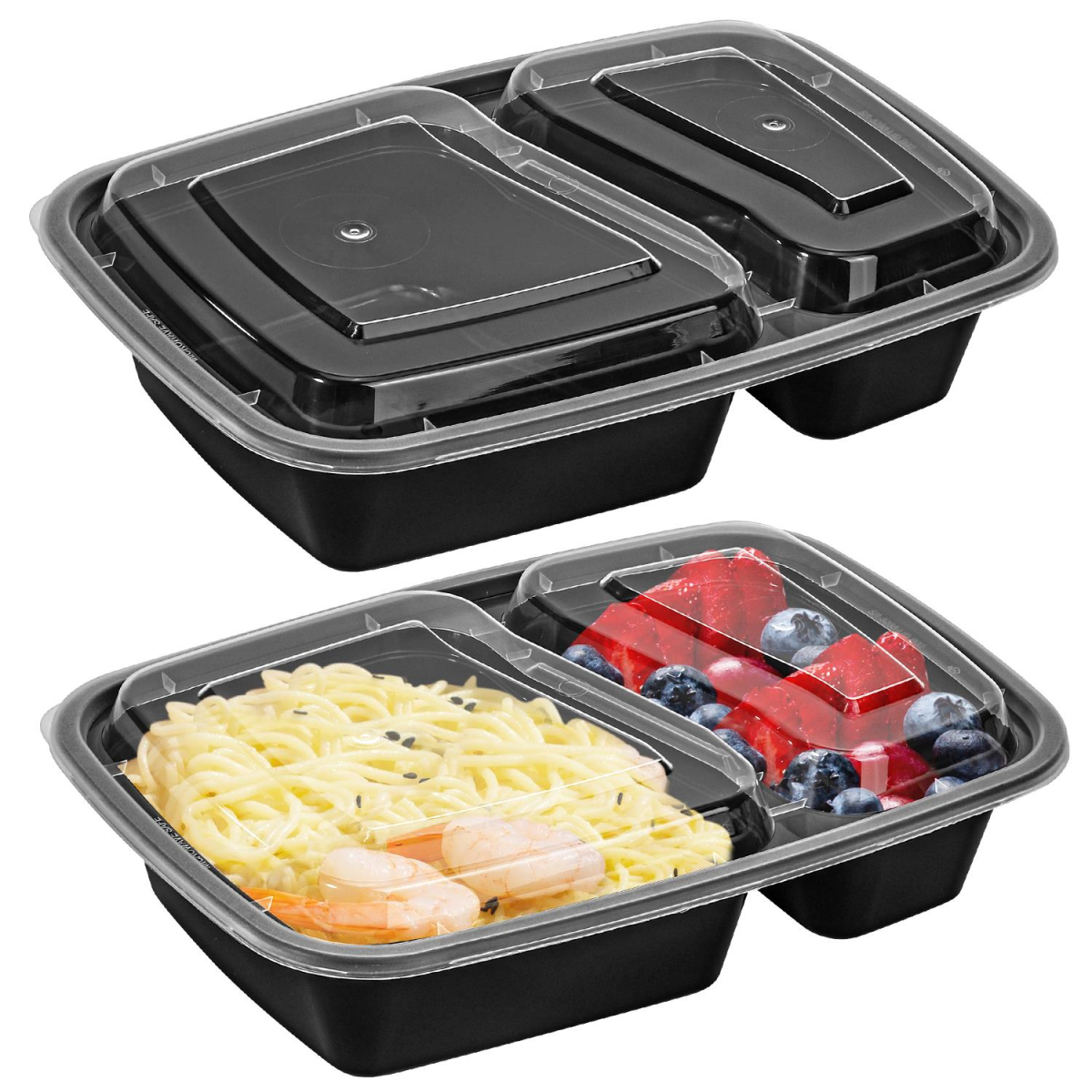 Vinsani 10-Pack Two Compartment Meal Prep Containers – Microwave & Freezer Safe BPA-Free Stackable Food Storage