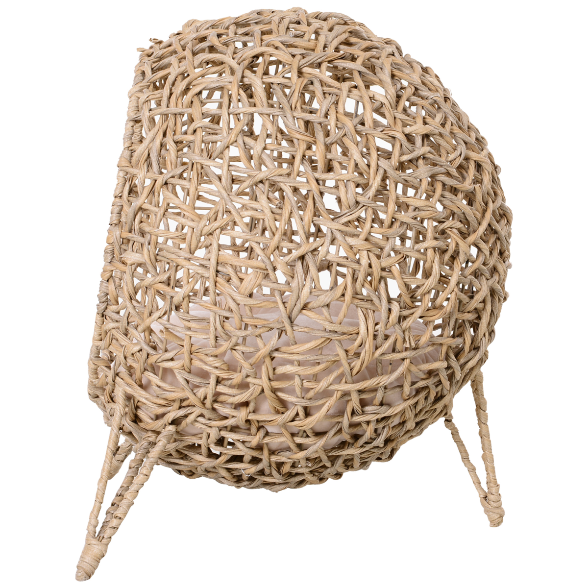 PawHut Rattan Elevated Cat House with Cushion – Hand-Woven Kitten Bed Pet Furniture, Natural