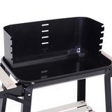 Outsunny Charcoal BBQ Grill with Side Shelf, Wind Shield & Wheels – Enamel Coated, 87 x 45 x 83cm, Black
