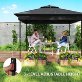 Outsunny 3x3m Pop-Up Gazebo with Solar LED Lights, Remote Control & Netting – Garden Party Shelter, Black