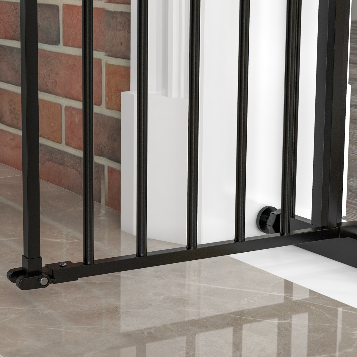 PawHut Adjustable Metal Pet Safety Gate with Extension & Auto-Close Door – Doorway & Stair Barrier, Black