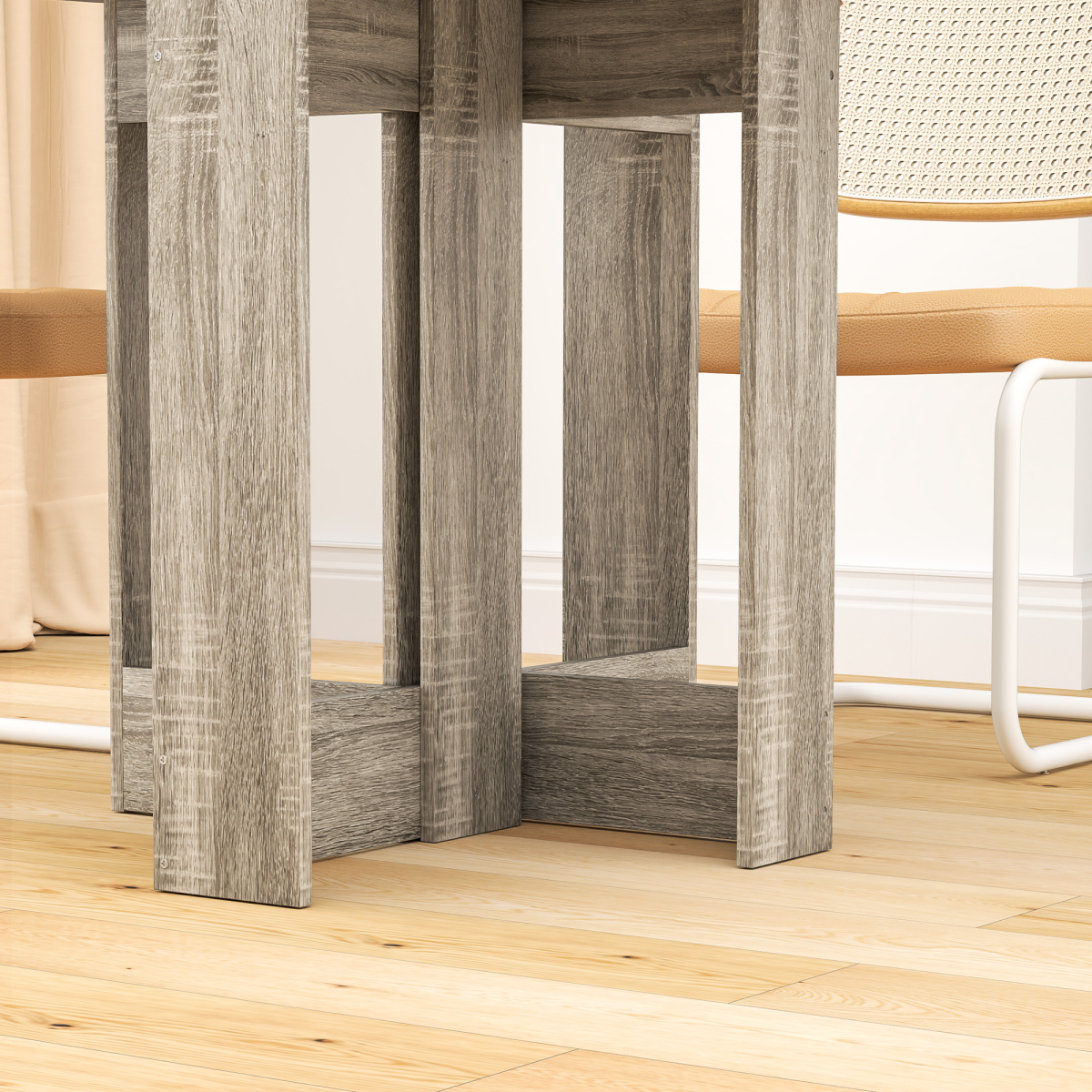 HOMCOM Folding Drop Leaf Dining Table with Safety Latch – Extendable Kitchen Table, Grey