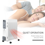 HOMCOM 2720W 11 Fin Oil Filled Radiator with 3 Heat Settings & Safety Cut-Off – Silent Portable Heater