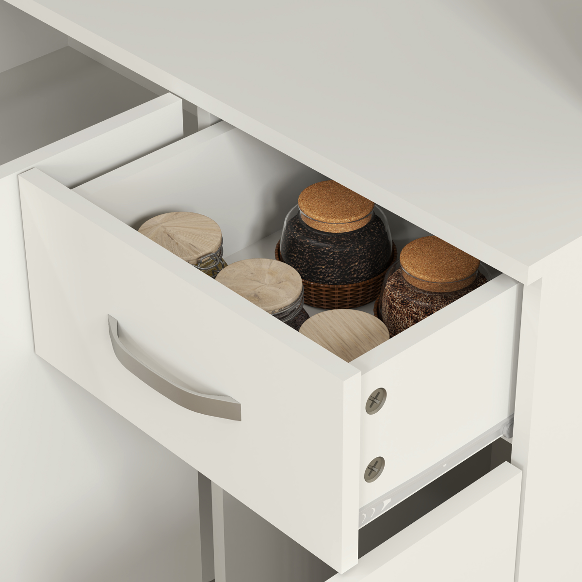 HOMCOM Freestanding Kitchen Cupboard with Doors, Drawer & Open Shelf – Storage Cabinet, Cream White