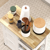 HOMCOM Rolling Kitchen Island & Bar Serving Cart with 3 Drawers & 2 Shelves – Wooden Worktop, White