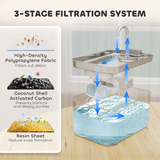 PawHut 3.2L Stainless Steel Cat Water Fountain with Filtration, LED Water Level Window and Quiet Pump