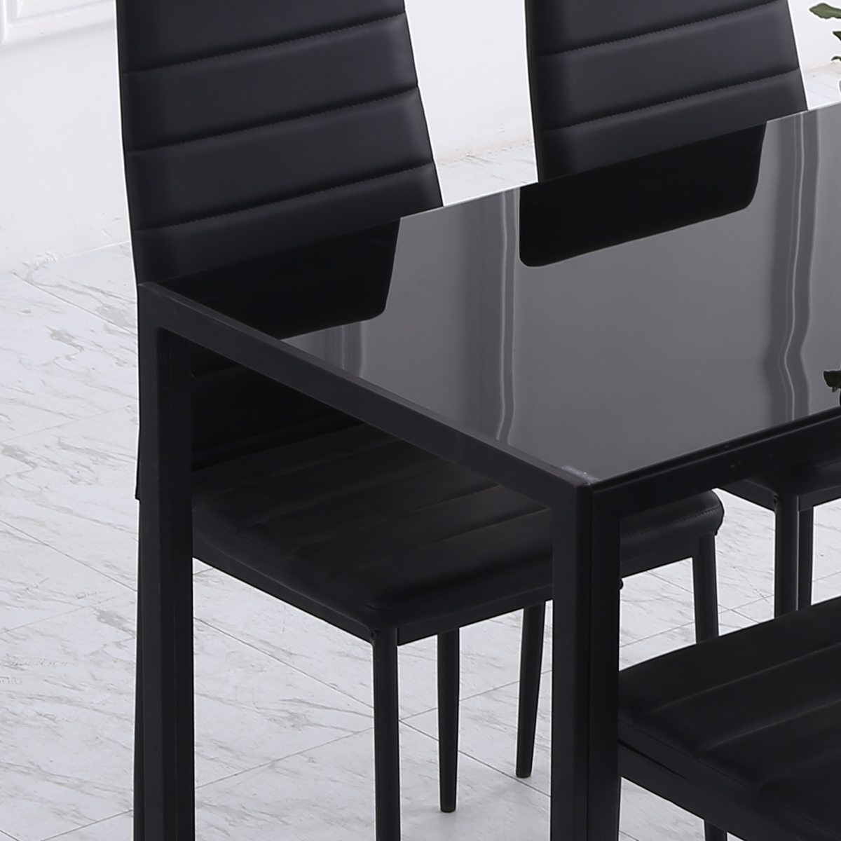 HOMCOM Modern 4-Seater Rectangular Dining Table with Tempered Glass Top – Contemporary Kitchen Table