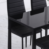 HOMCOM Modern 4-Seater Rectangular Dining Table with Tempered Glass Top – Contemporary Kitchen Table