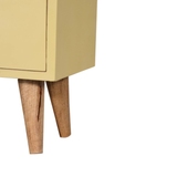 Artisan Furniture Solid Wood Hand Painted Bedside Table with 2 Drawers – Yellow Body, Nordic Legs