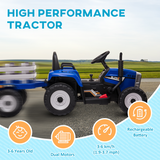HOMCOM Ride-On Tractor with Detachable Trailer, Remote Control & Music – Kids Electric Toy, Blue