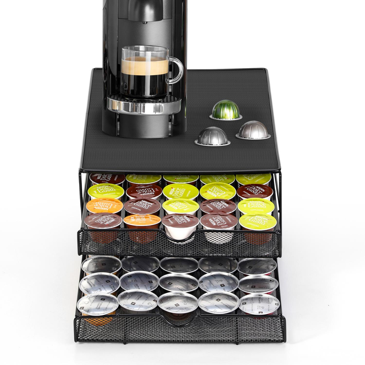 Vinsani Sliding Coffee Pod Storage Drawer for 80 Dolce Gusto Capsules – Countertop Capsule Organiser