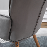 HOMCOM Velvet-Touch Tufted Wingback Accent Armchair with Wooden Legs – Living Room and Bedroom Chair, Grey