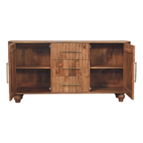 Artisan Furniture Montara Solid Mango Wood Sideboard, 3 Drawers & 2 Doors – Dining & Living Room Storage, Brown
