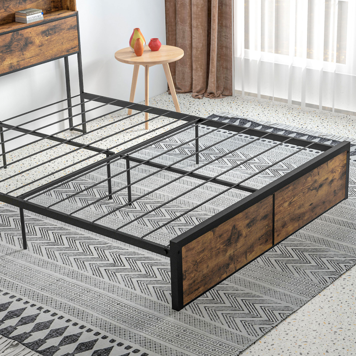 HOMCOM 5ft King Size Bed Frame with Storage Headboard – Under Bed Storage, Steel Frame